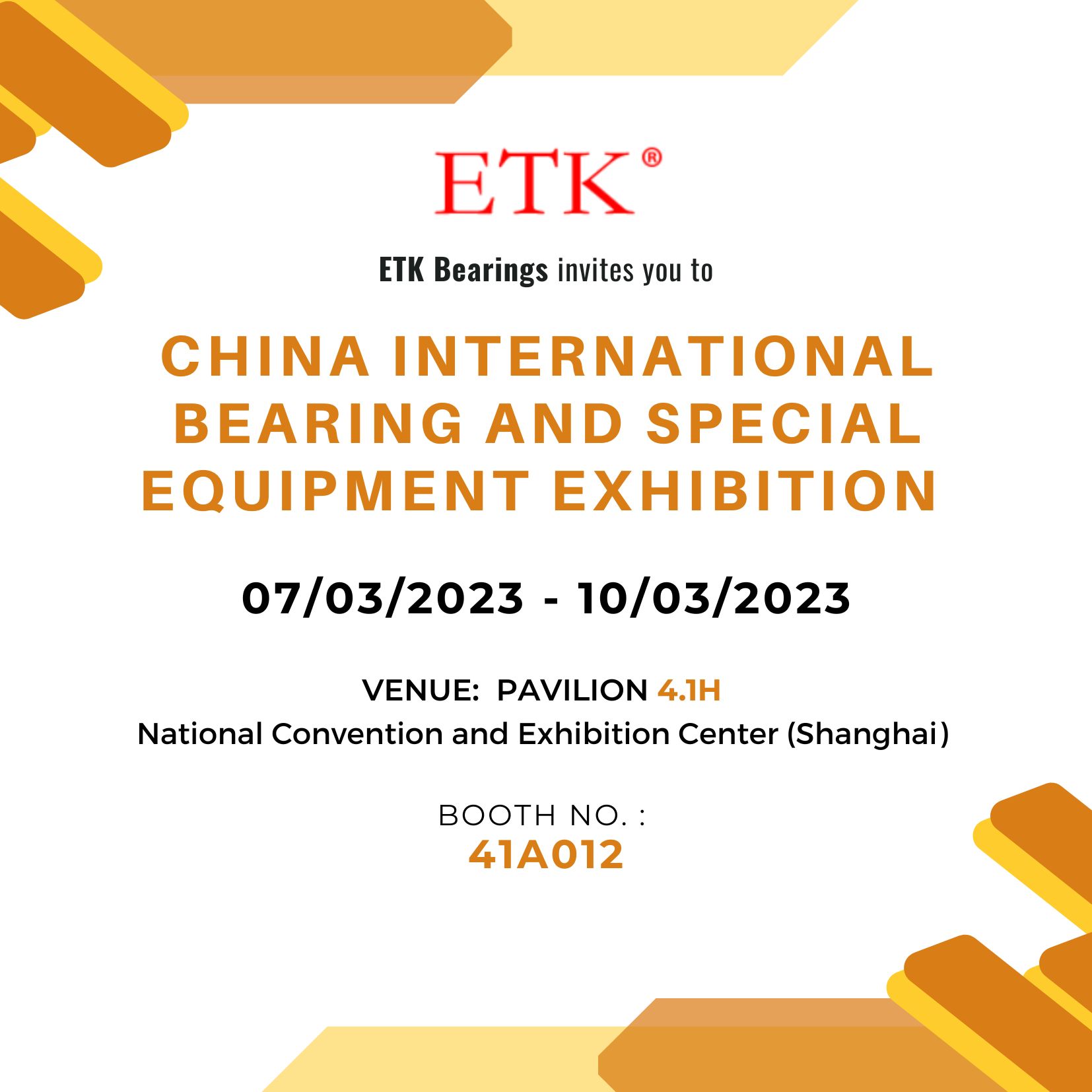 The Invitation to 2023 China International Bearing and Special Equipment Exhibition